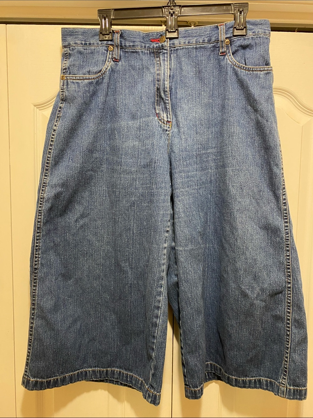 Ty Blue Wide-Leg Denim Gaucho Pants